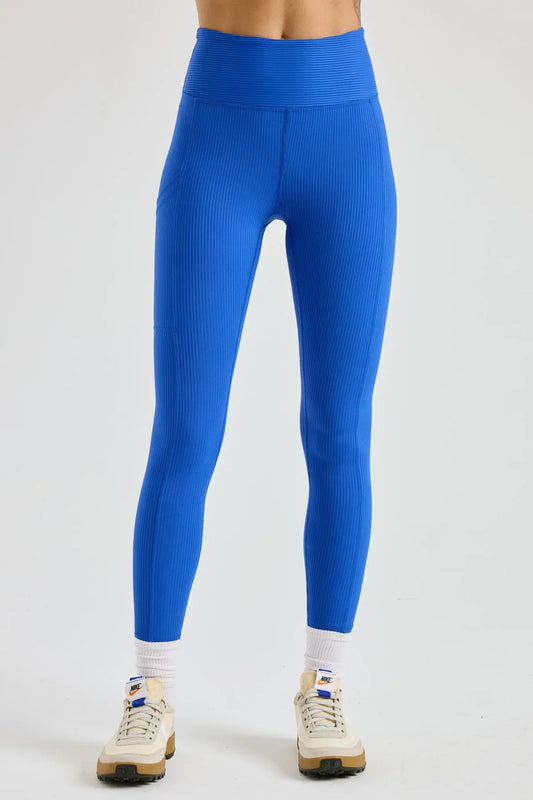 Ribbed Pocket Legging- Blue Flame