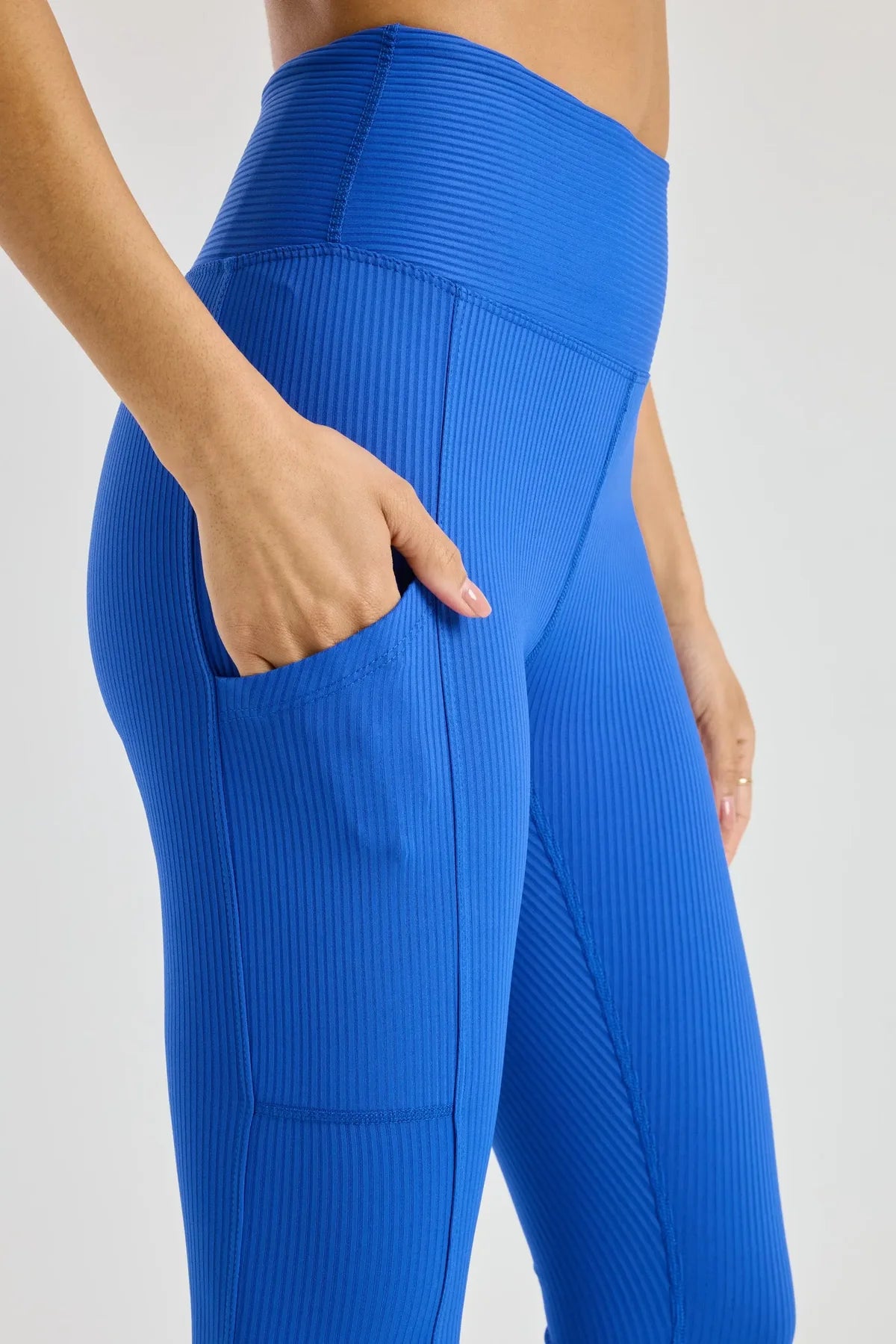 Ribbed Pocket Legging- Blue Flame